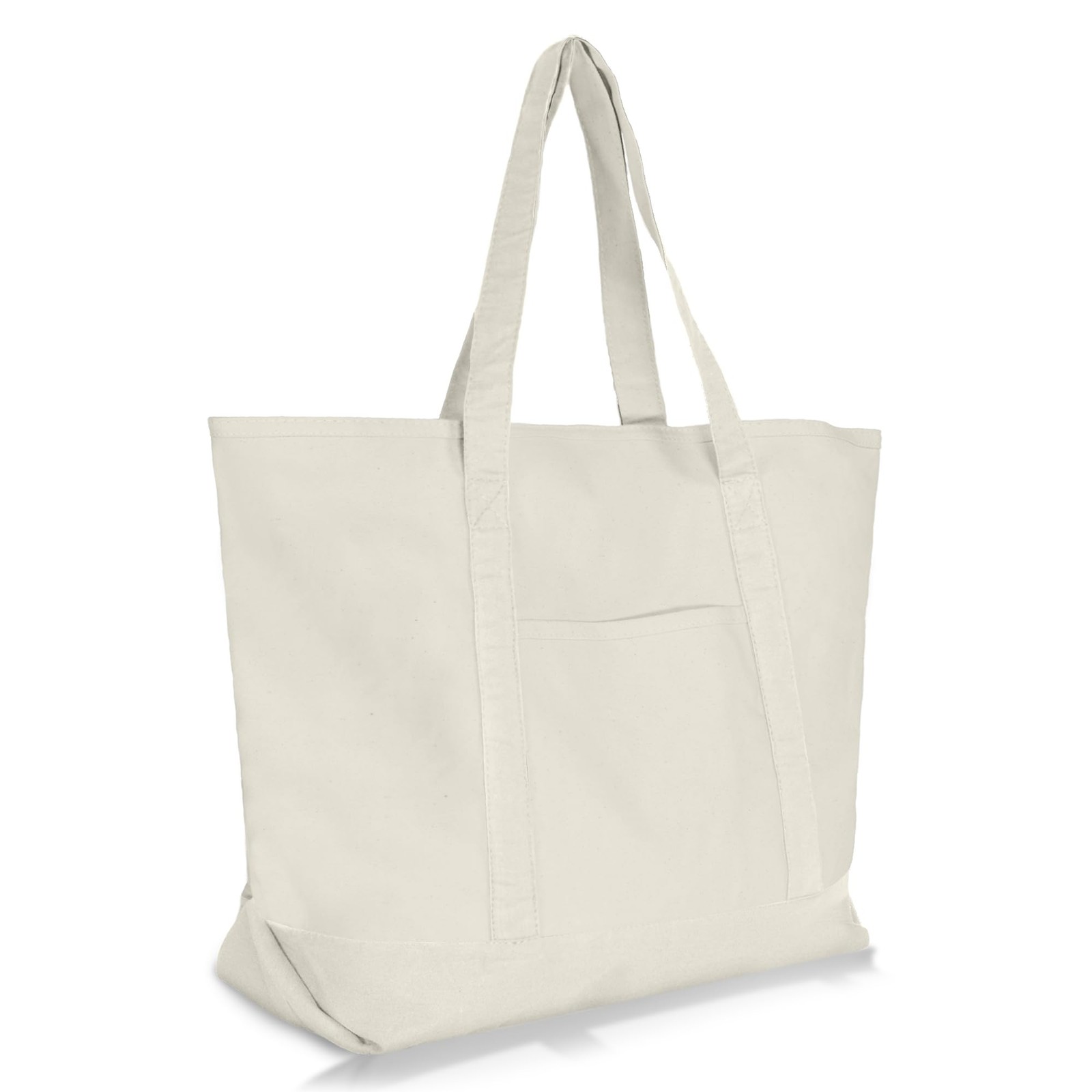 DALIX 22″ Large Cotton Canvas Zippered Shopping Tote Grocery X-Large, Natural