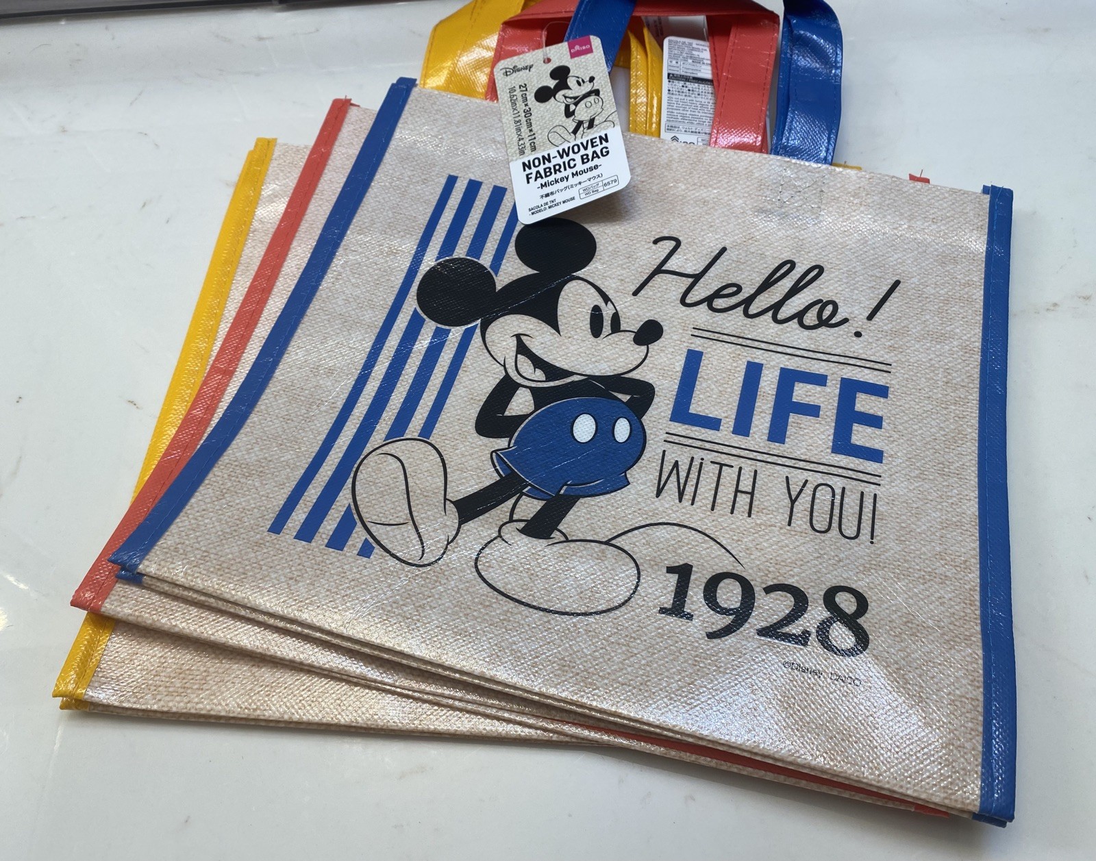 DisneyxDaiso ❤️(3) Mickey Mouse Non woven Fabric Tote Bag NWT