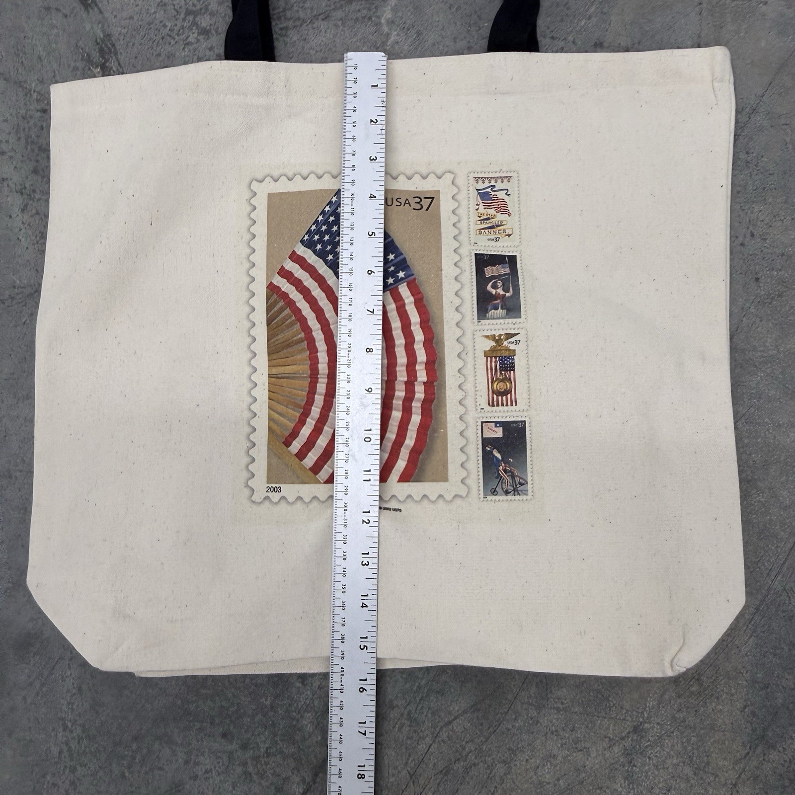 VTG UNITES STATES POSTAL SERVICES (USPS) America Flag Stamp Canvas Tote Bag