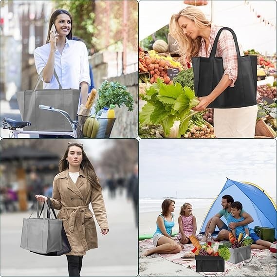 Reusable Grocery Shopping Bags 10 Pack Large Foldable Tote Bags Bulk, Eco Produc