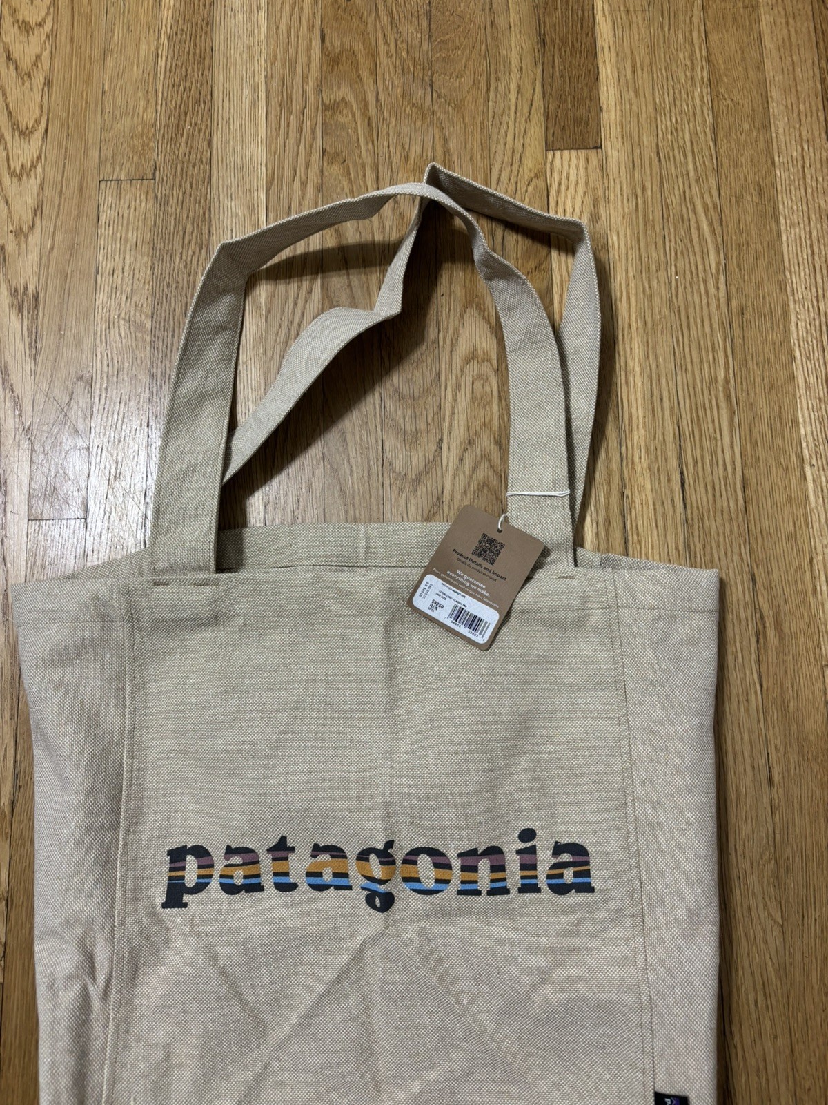 Patagonia Recycled Market Tote NWT 73 Text Logo/Classic Tan