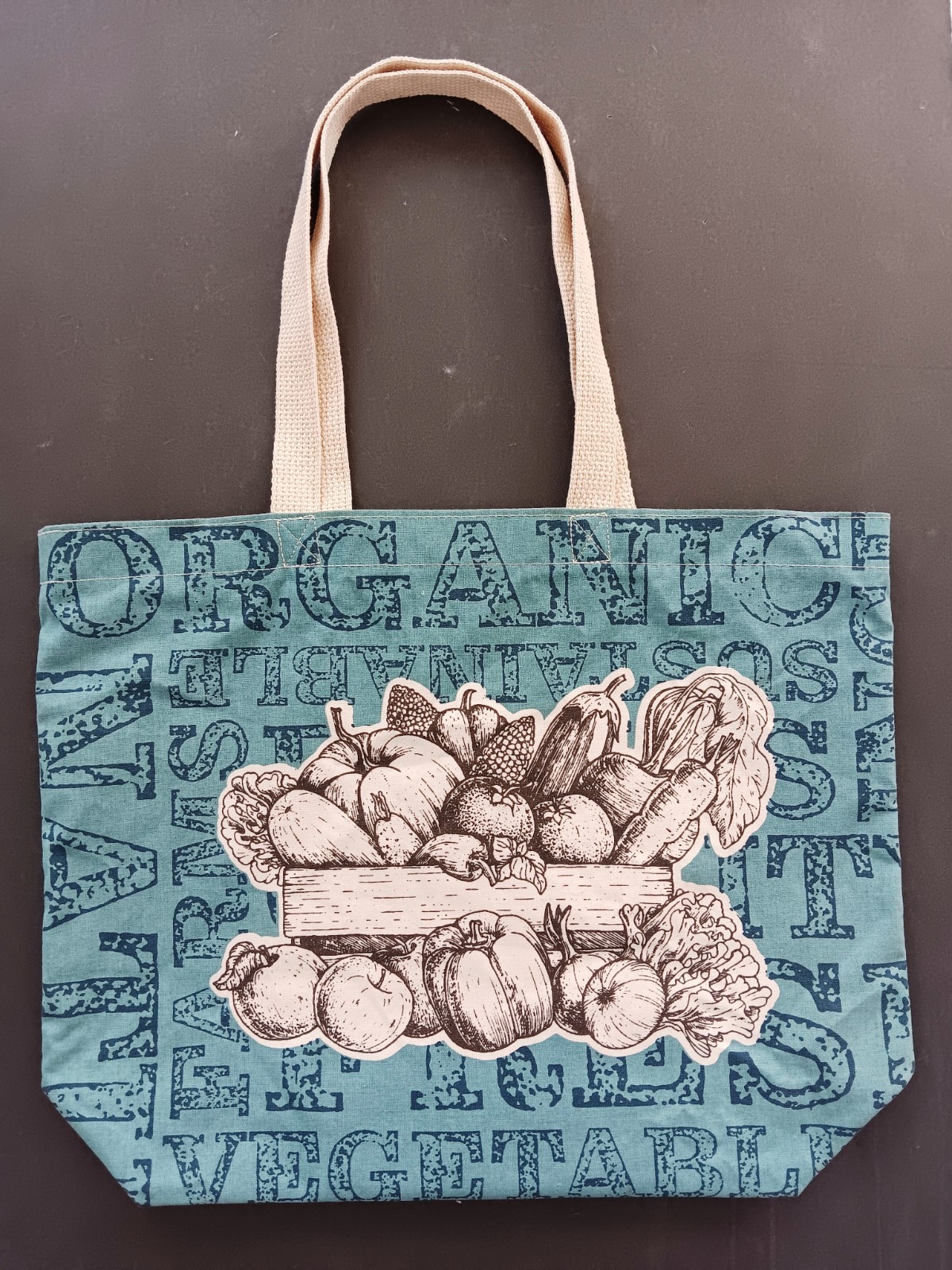 NWOT Earthwise 100% Organic Cotton Produce/Grocery Tote Vegetable Print USA-made
