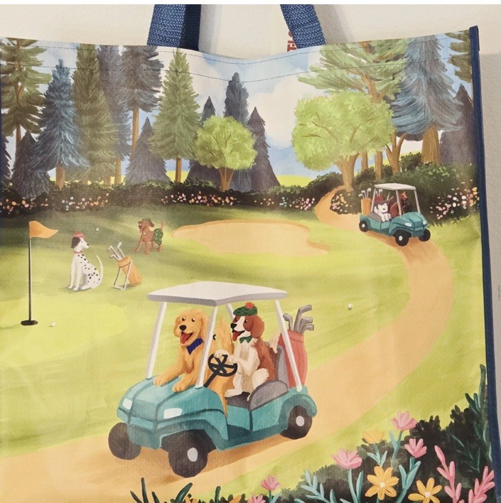 Dogs in Golf Cart Golfing Green Course Sand Trap Bunkers TJMaxx Tote Bag Gift