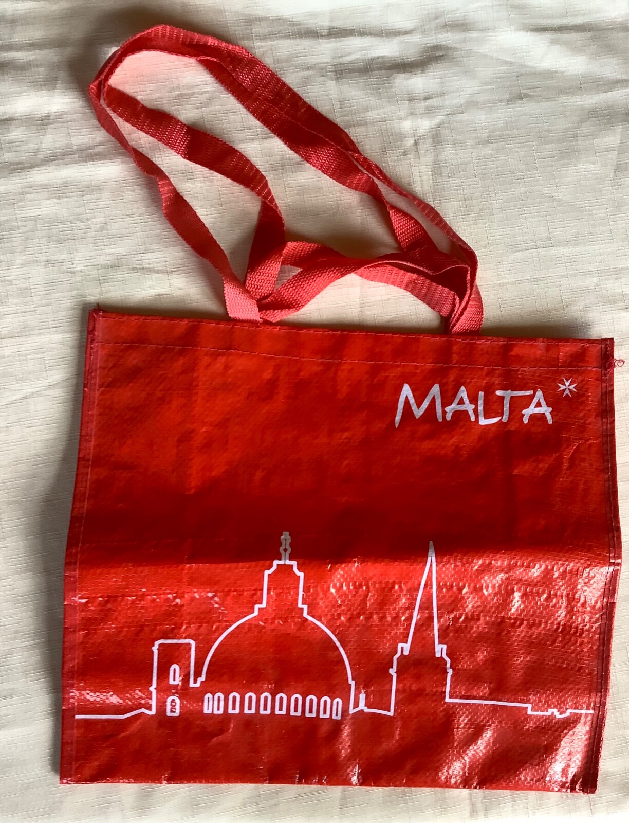 Malta Reusable Shopping/Beach Tote Large Orange Bag Hand & Shoulder Straps NEW