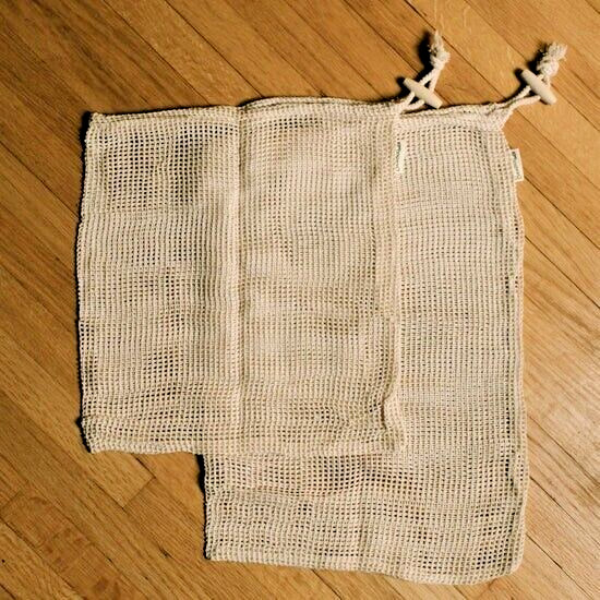 Organic Cotton Mesh Produce Bags 6 Pack | Reusable Shopping Bag | Drawstring