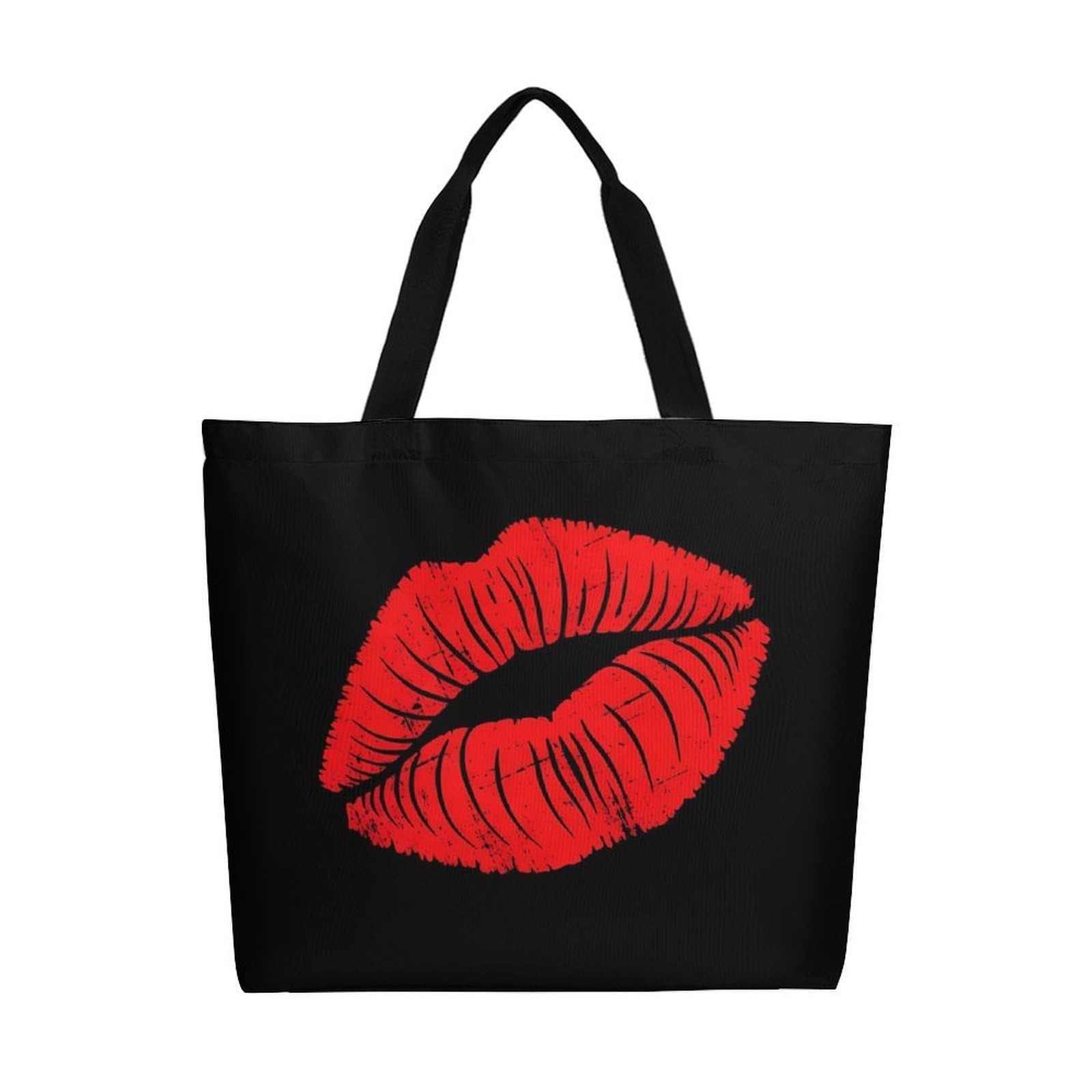 Muishi Red Lips Canvas Tote Bag Large Women Casual 16*20*6 inch, Multicolor5