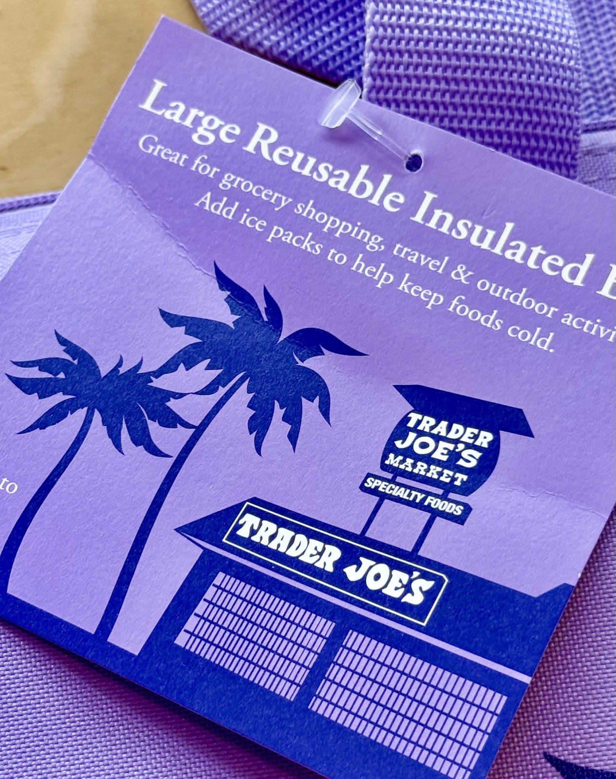 Trader Joe’s Tote Bag 8 Gal Lavender Purple Reusable Insulated Eco Shopping Ltd