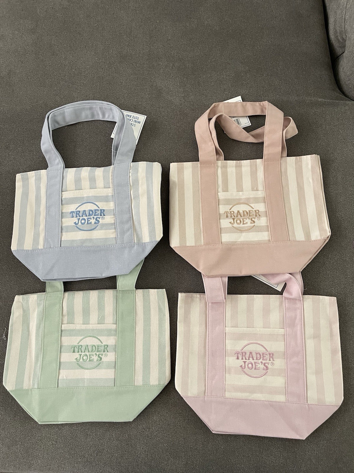 Trader Joe’s Mini Striped Canvas Tote Bag 4/4 Summer 2026 New with Tag In Hand