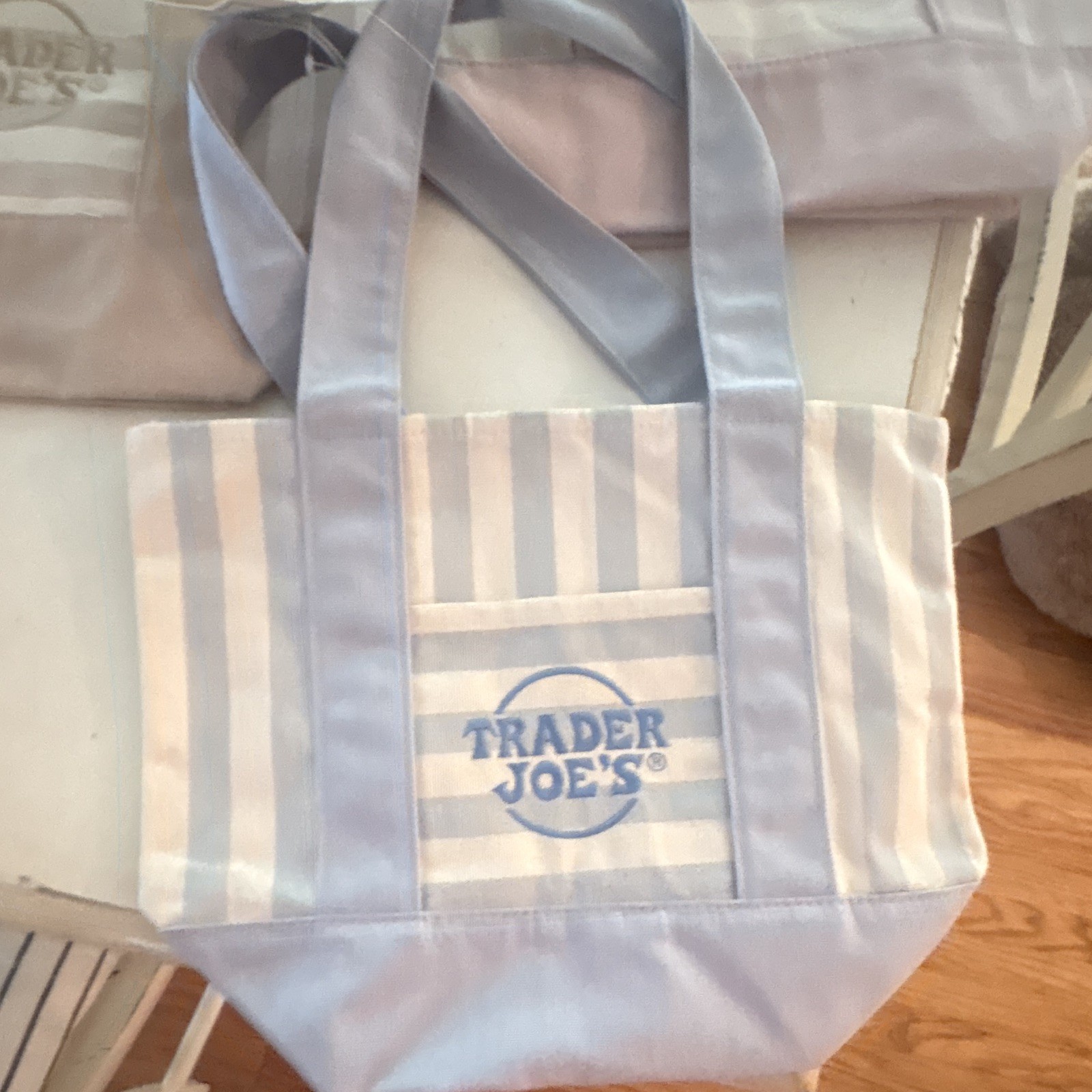 Viral Trader Joe’s Small Canvas Striped Multicolor Tote Bag 11x10x10 in New