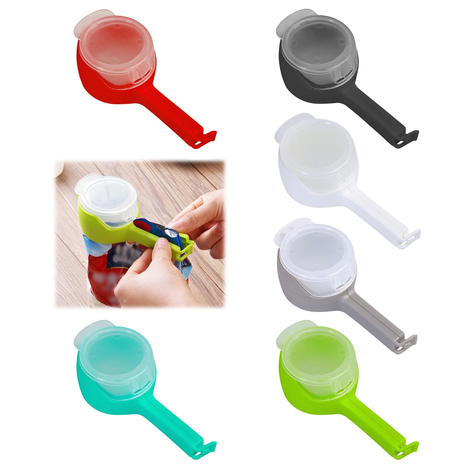 6 Pcs Bag Clip With Pour Spout,Bag Clips 13cm, Multicolor