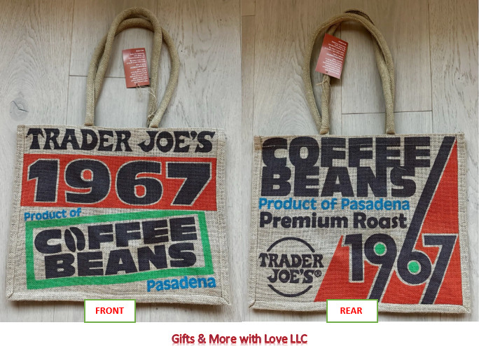 Trader Joe’s NEW RARE COFFEE BEANS 1967 JUTE 💚 REUSABLE GROCERY TOTE BAG