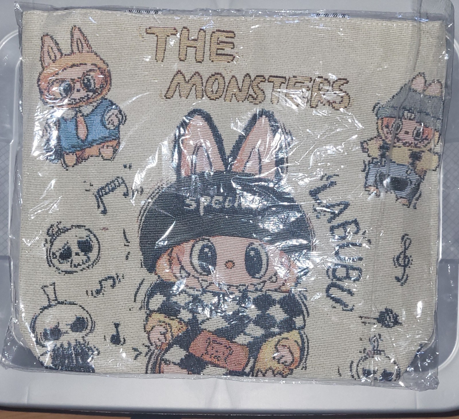 Cartoon Reusable Shopping Bag Zip Closure Fabric Multicolor 1 Pack