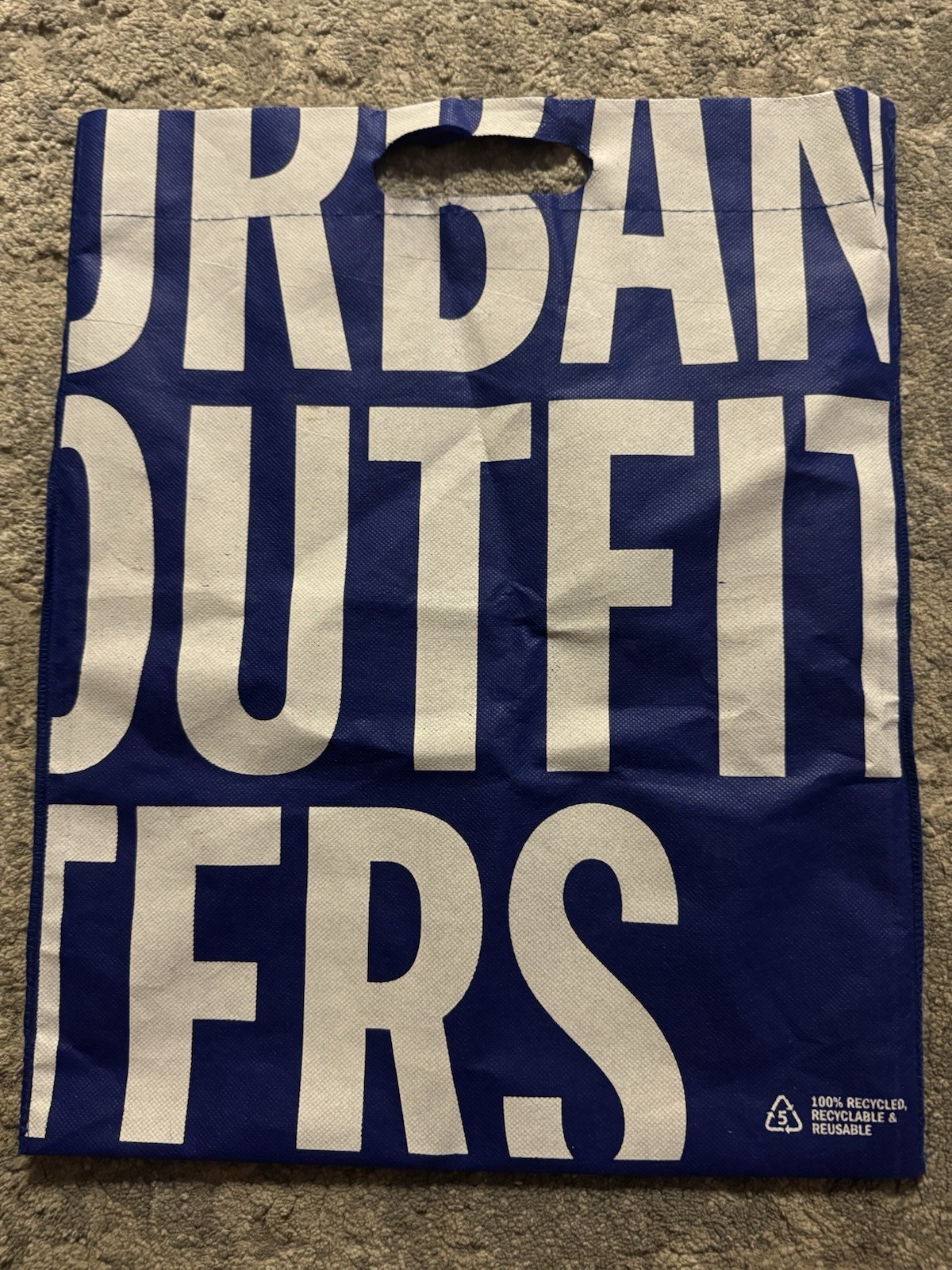 NEW URBAN OUTFITTERS Blue & White Logo Reusable Cloth Shopping Bag 15 x 18