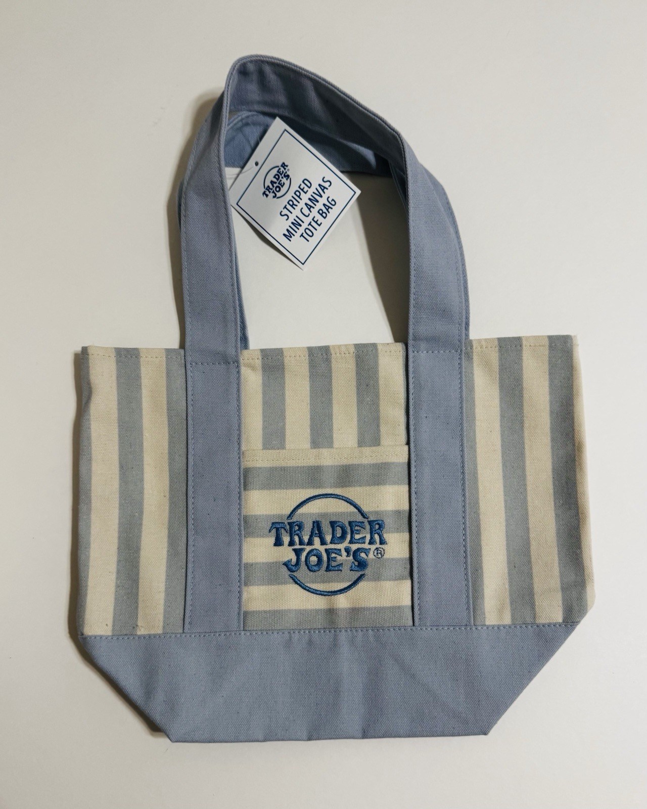 Authentic Trader Joe’s Mini Tote Bag Stripe Canvas Limited Edition Summer 2026