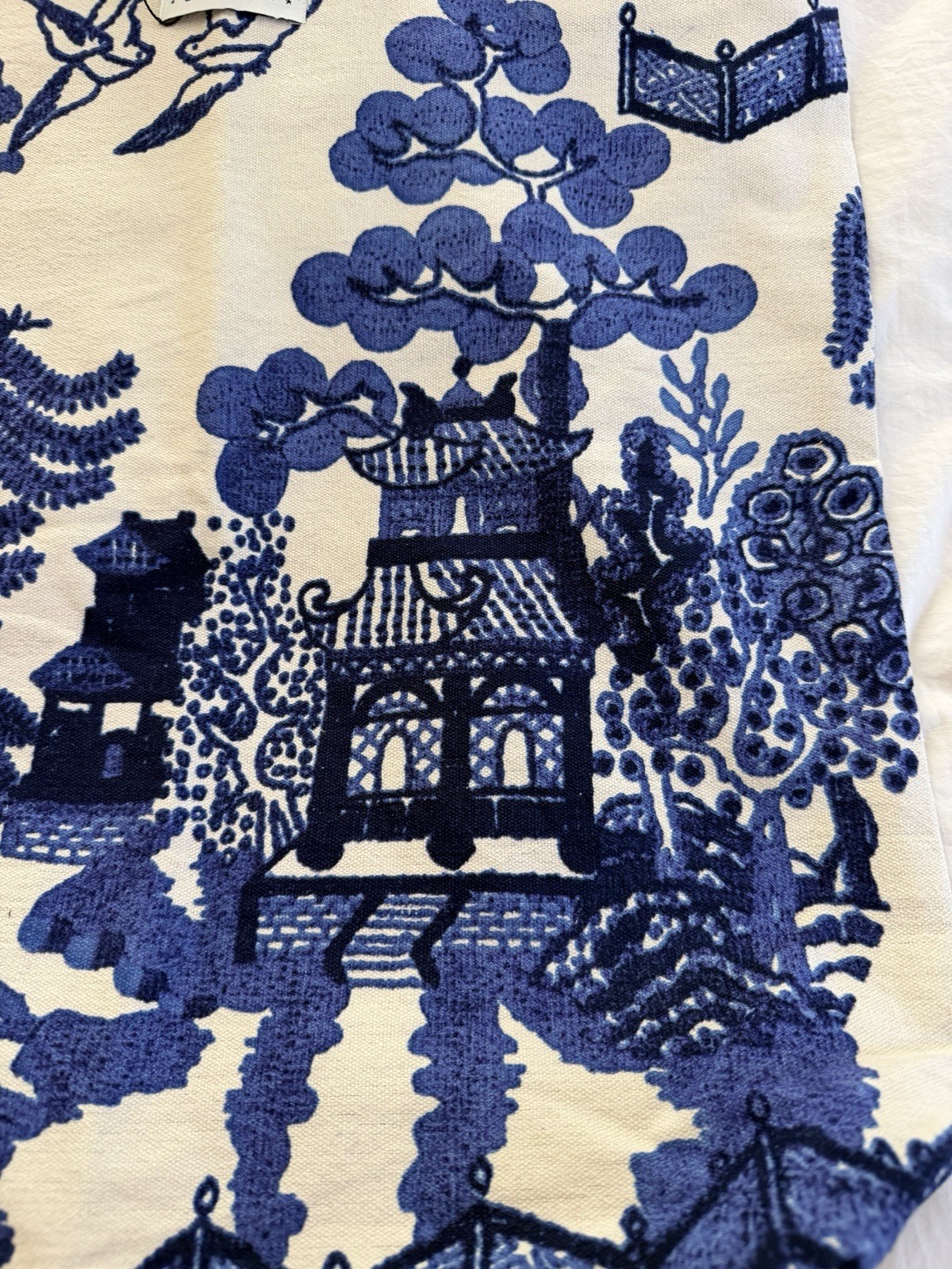 One Hundred Stars Blue & White Willow Pattern 100% Cotton Canvas Tote Bag NWT