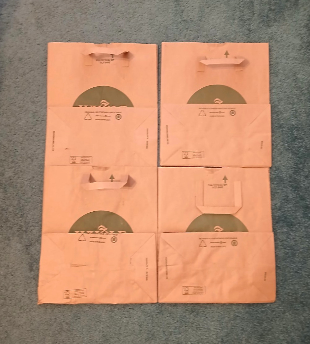 Lot of 4 Whole Foods Brown Grocery Paper Bags Reusable Logo Top Handle Craft