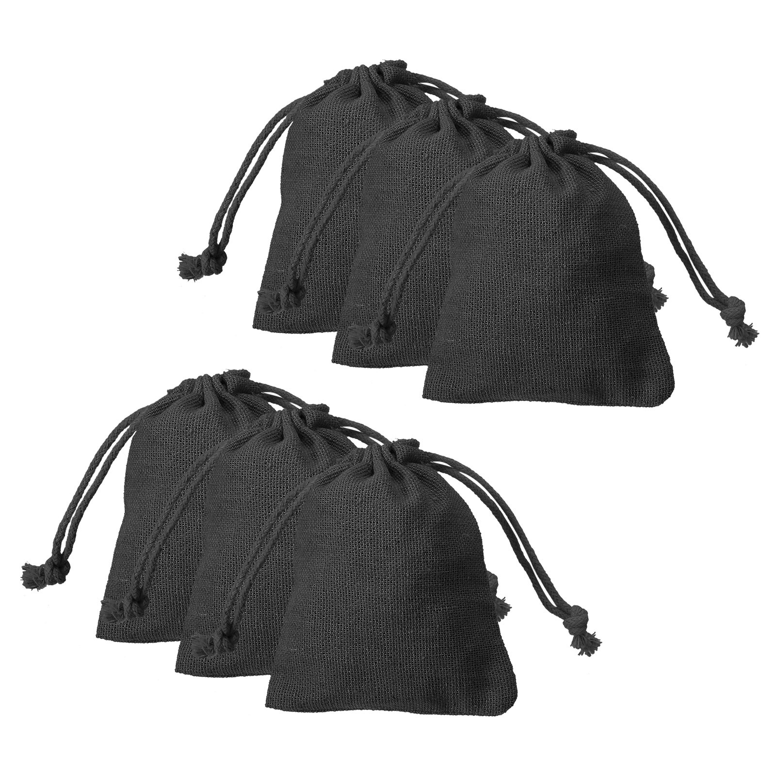 12pcs Cotton Storage Bags 3.2″ x 3.9″ Canvas Drawstring Bag, Black