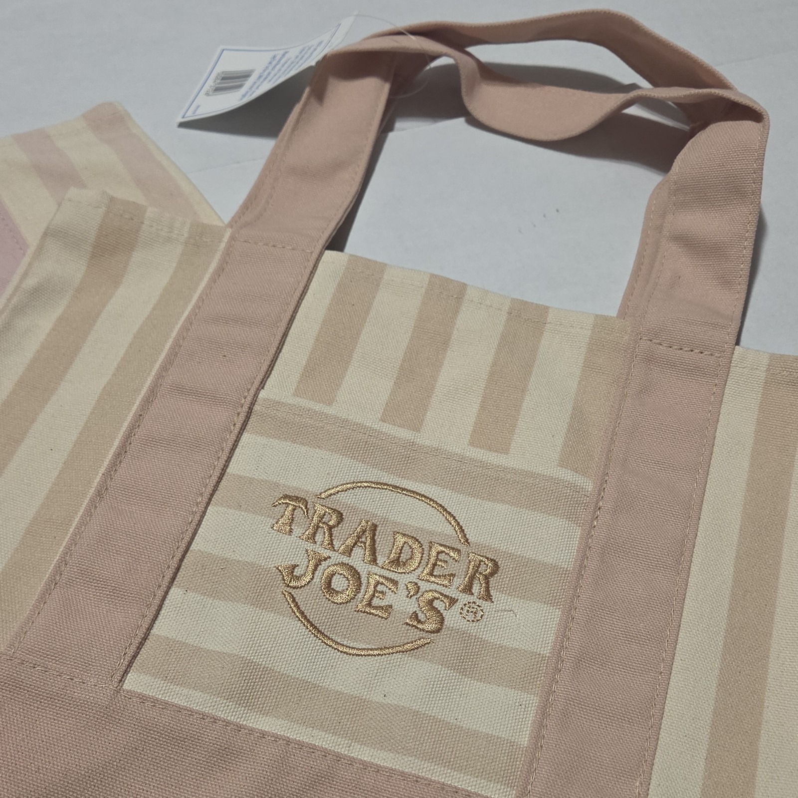 Trader Joe’s 3-Pack Striped Multicolor Reusable Tote Bags 11x11x12 in
