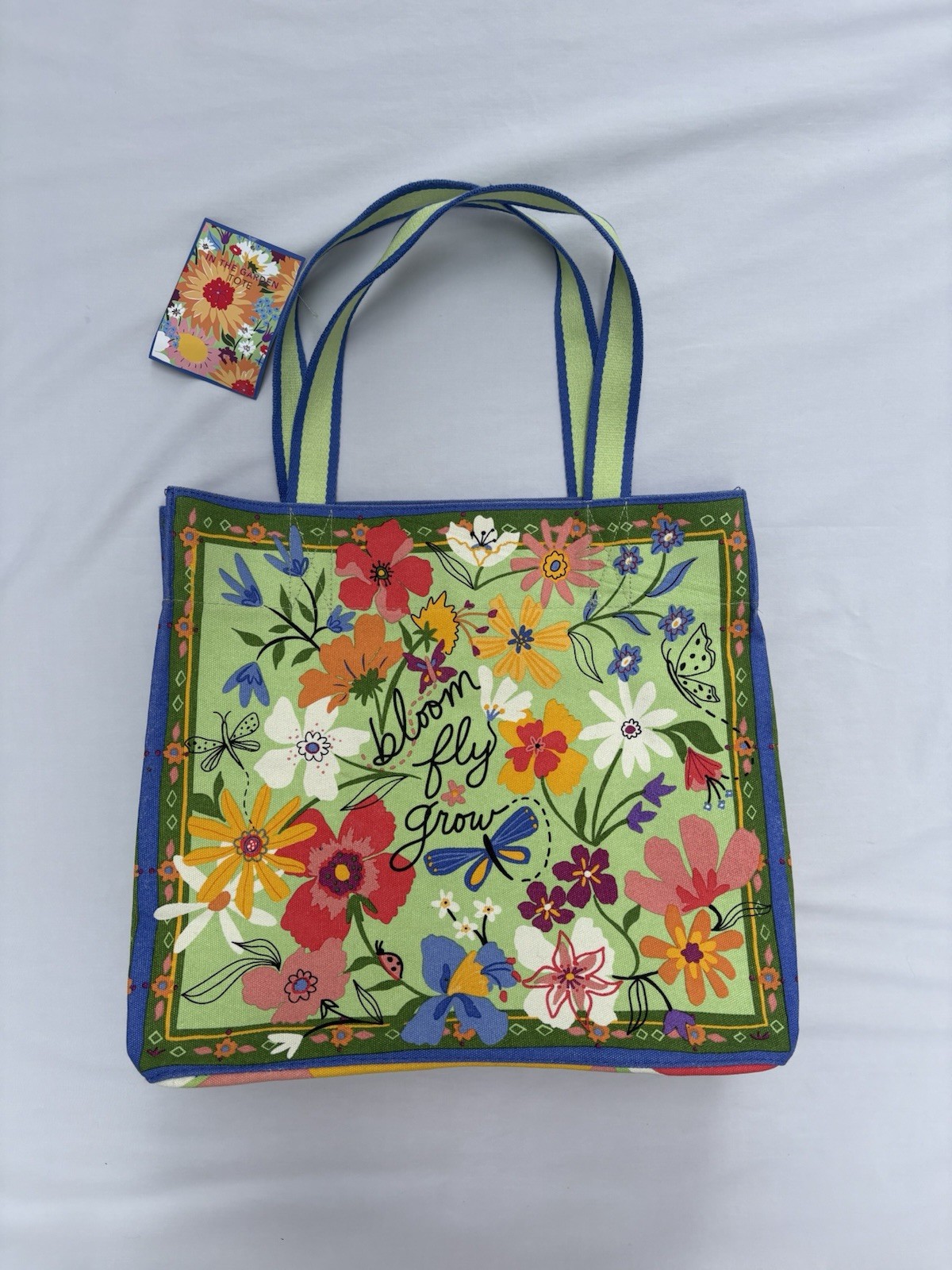 Brighton In The Garden Tote Bag Canvas With Two Straps, Zipper Pocket Inside