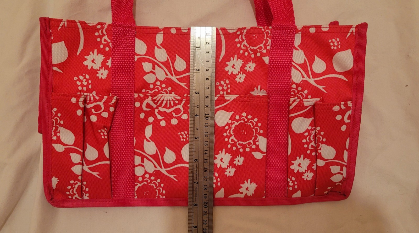 Thirty One Keep It Caddy – URU Pink Floral Brushstrokes 13×8 Tote With Pockets