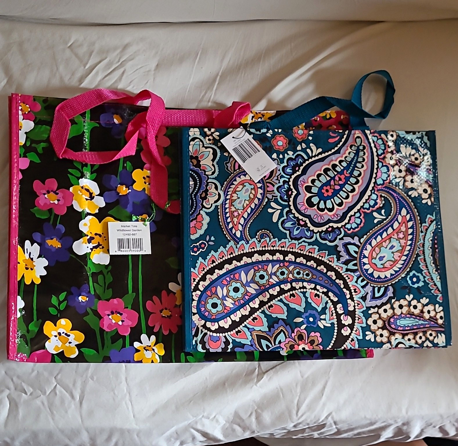 Vera Bradley Lot Of 2 Reusable Shopping Tote Bags Floral Multicolor Large/Small