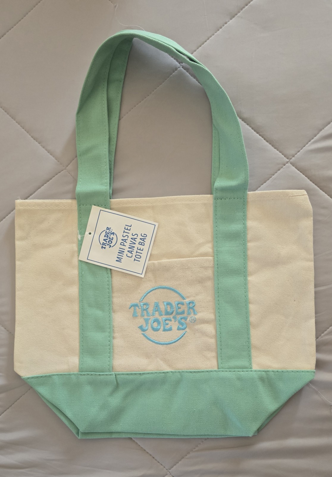Authentic Trader Joe’s foldable Canvas Mini Tote Bags Set of 4 multicolored