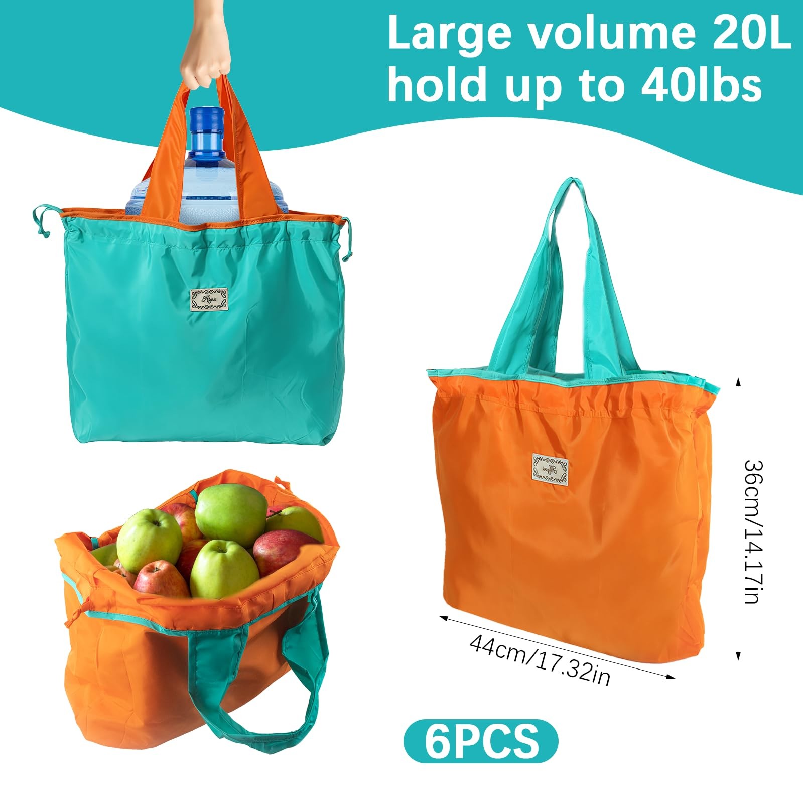 Reusable Grocery Bags, Colorful Shopping Bags,Machine Washable,Foldable,Durab…