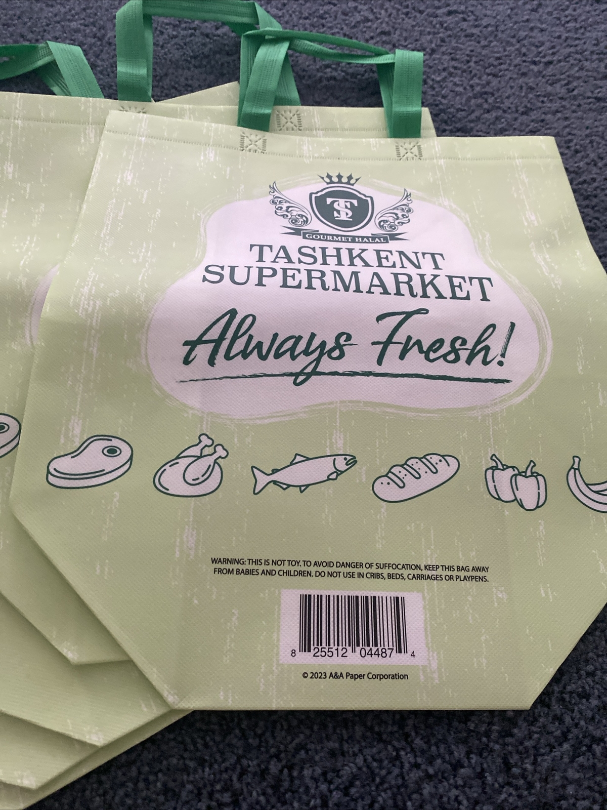 5 Reusable Large Heavy Duty Grocery&shopping Bags, New