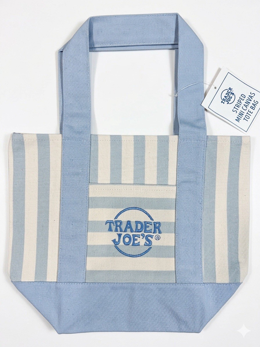 NWT Trader Joe’s Mini Pastel Stripe Canvas Tote Bag Limited Edition Set Of 4