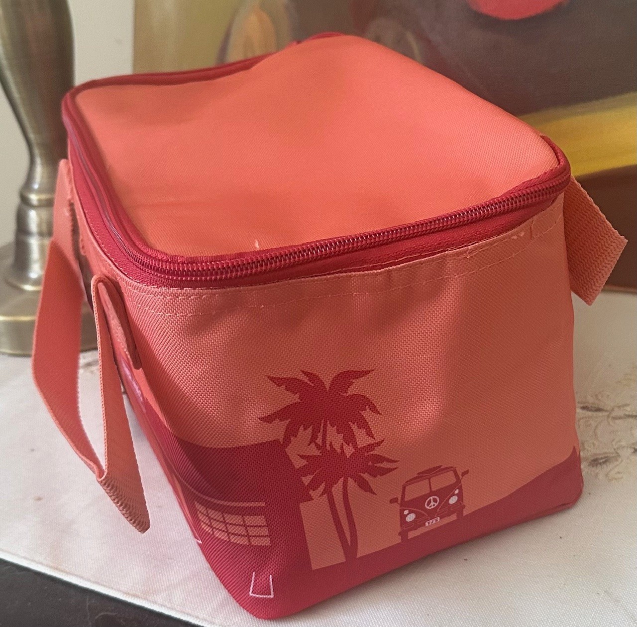Trader Joe’s Mini Insulated Tote Bag 1.5 Gal Cooler Summer 2025 Peach