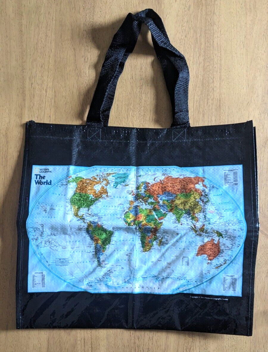 2014 NATIONAL GEOGRAPHIC The World Map Reusable Tote Bag society globe countries