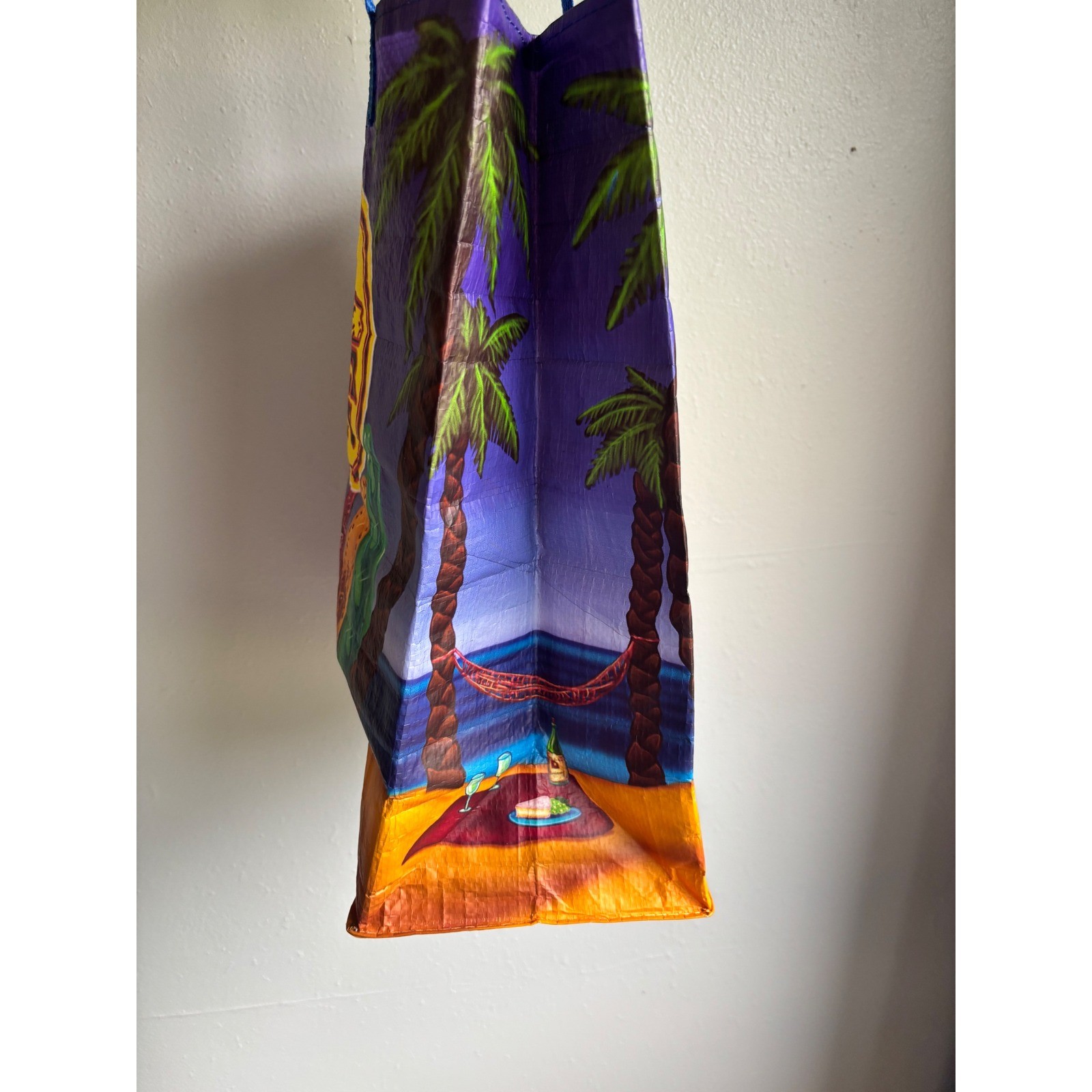 Trader Joe’s Reusable Grocery Bag Tropical Beach Surfboard Tote Multicolor Rare