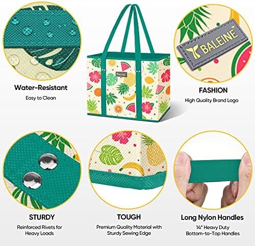BALEINE 3-Pack Reusable Grocery Bags – Foldable, Reinforced Bottom & Handles