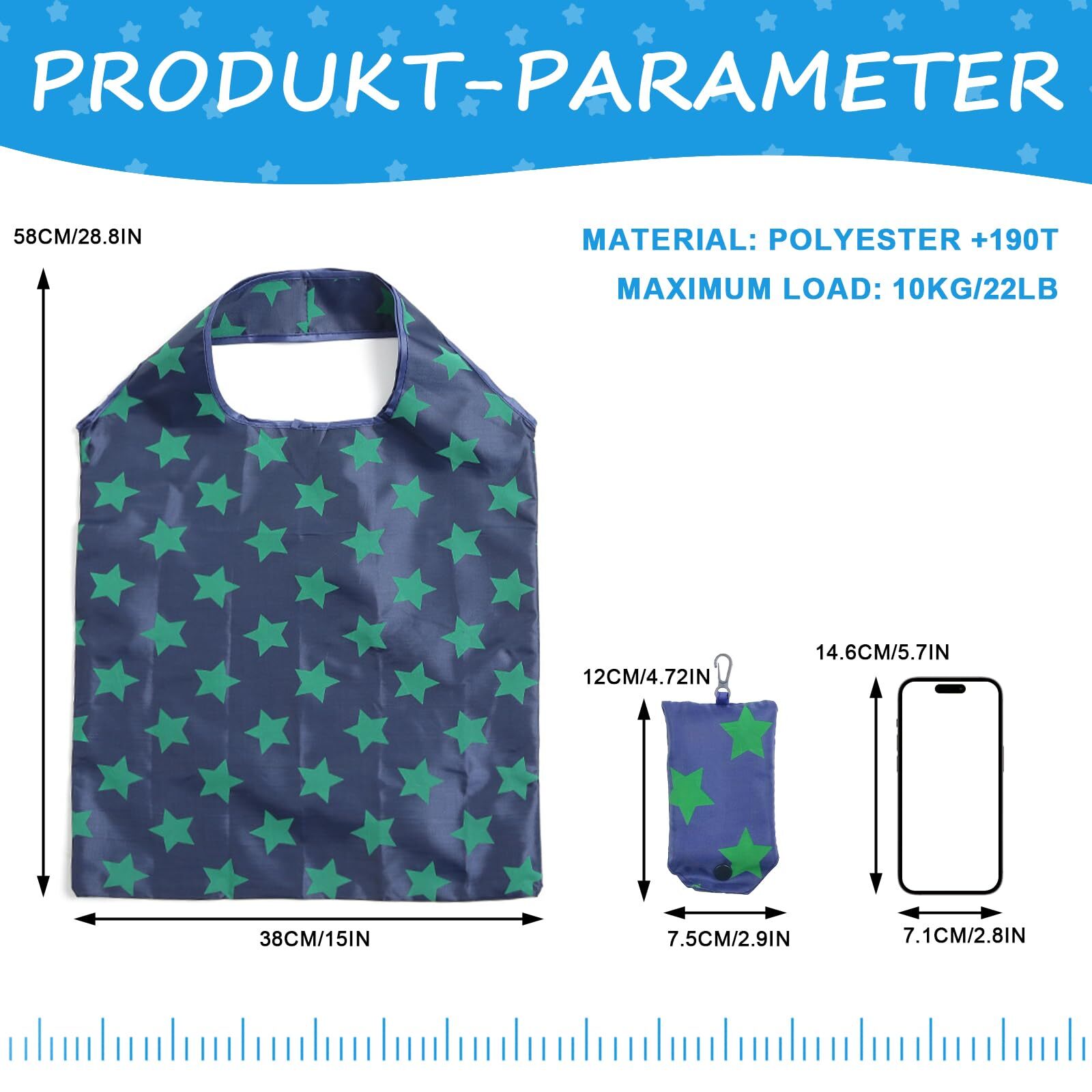 Foldable Reusable Shopping BagsTote Bags 6 Pack Grocery Bags with Hook Eco-fr…