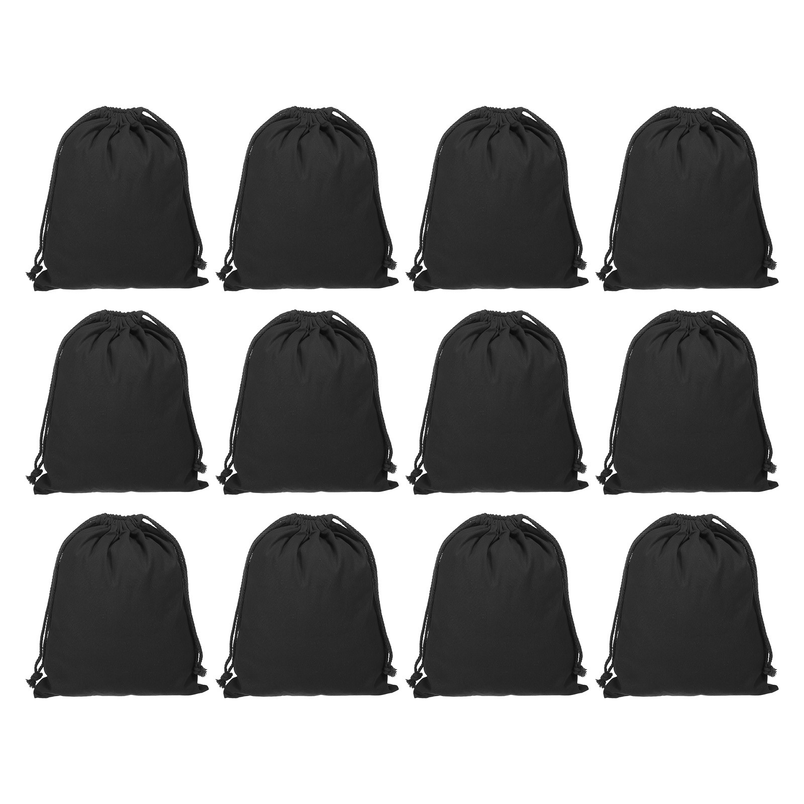 12pcs Polyester Cotton Reusable Drawstring Bags, 7×10″ Dust Bags, Black