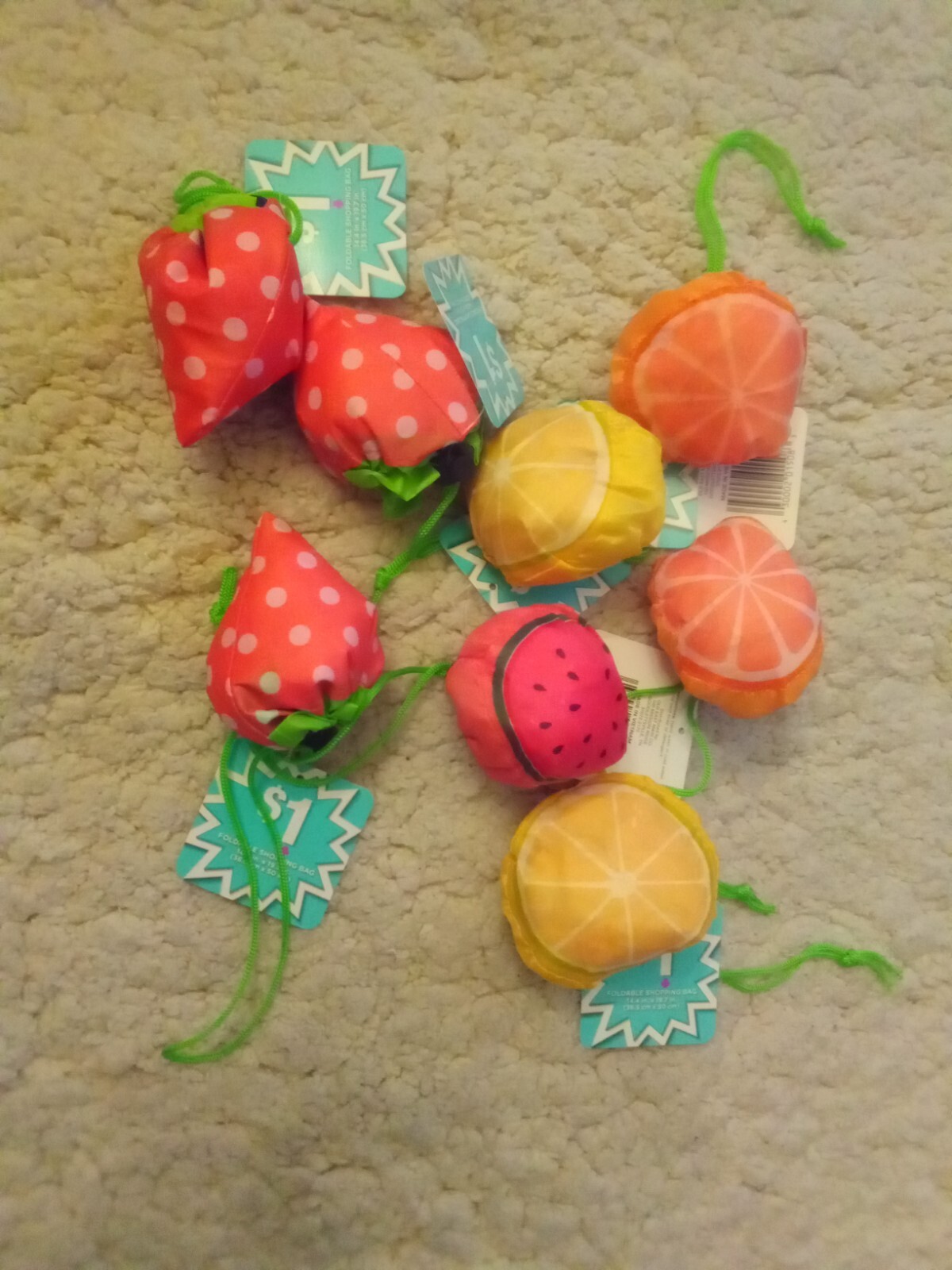 Lot of 8 Fruit Shaped Reusable Shopping Bags