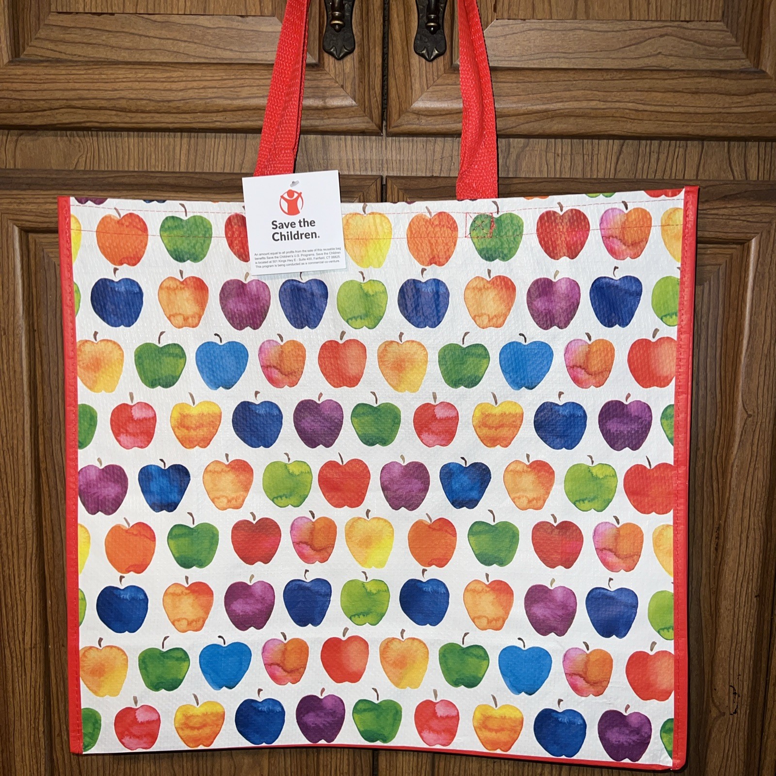 TJX Large Shopping Tote Bag COLORFUL 🍏Apples 🍎 Reusable Eco Friendly NEW NWT