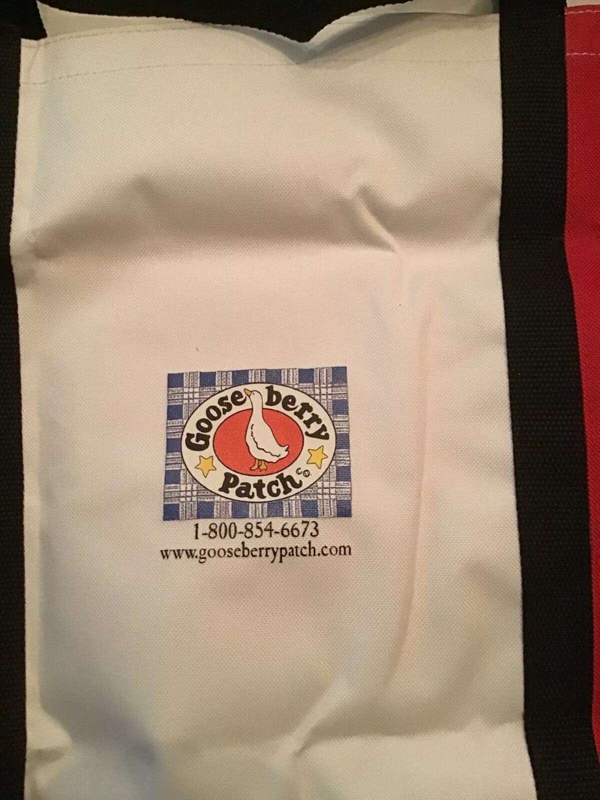 2003 Gooseberry Patch Tote Shopping Bag Christmas Holiday Theme Red White Black