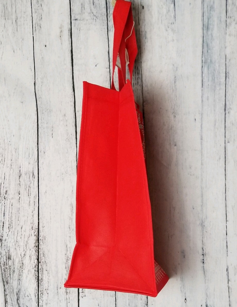 MERRY CHRISTMAS Shopping Tote Bag Handles Snap Grocery Gift shopper eco reuse