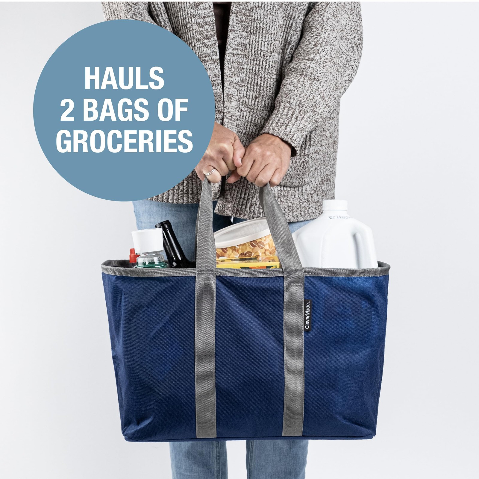 EcoBasket 30L Collapsible Tote Basket – Reusable Grocery Tote That Stands Upr…