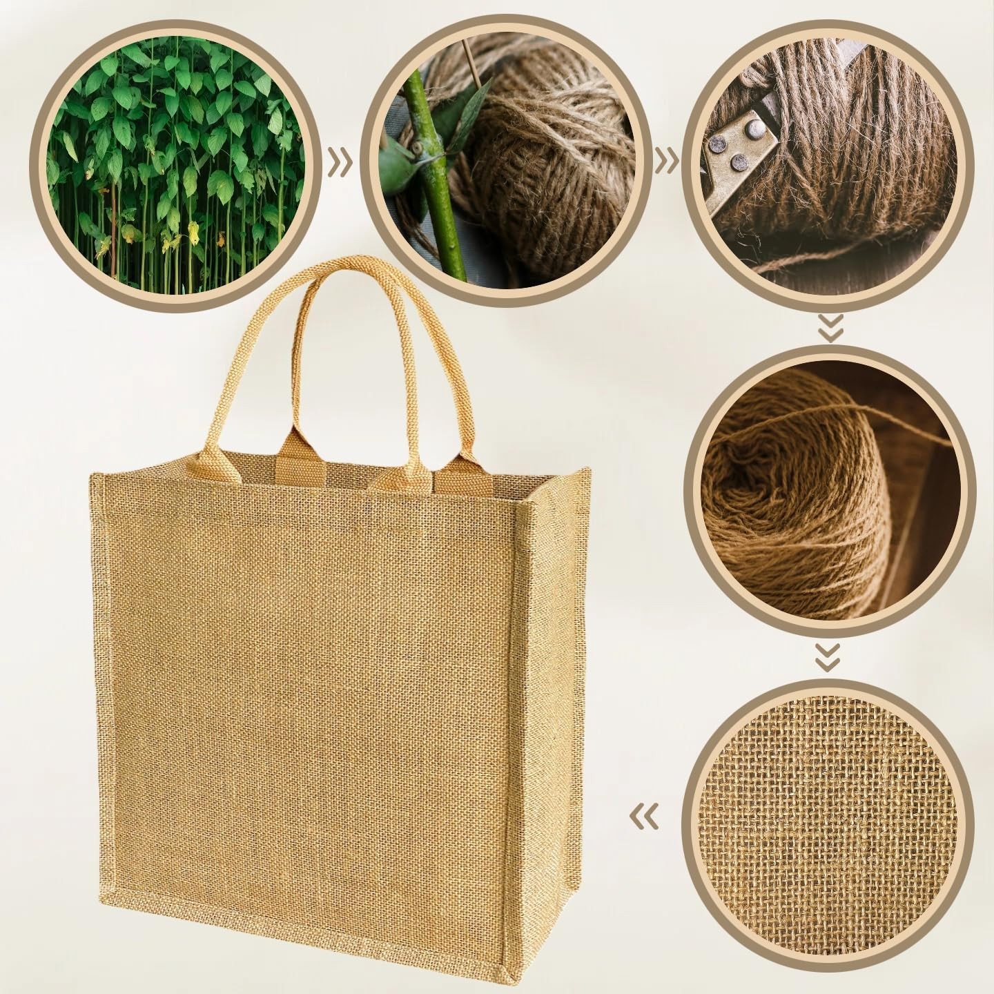 GOQAGA 15 Pack Burlap Tote Bags 12x12x6 Inch Natural Jute Handbags with Water…
