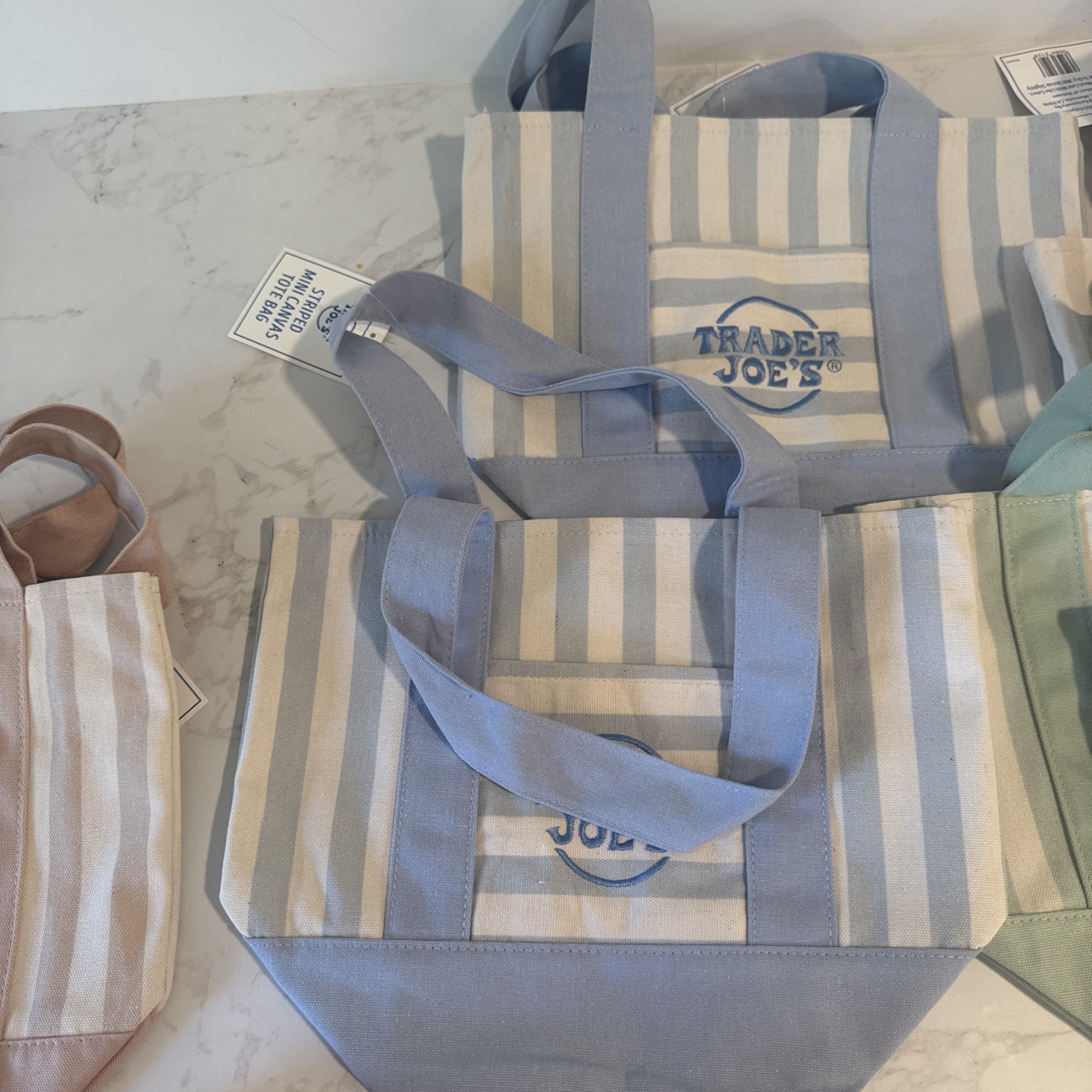 Trader Joe’s Striped Mini Canvas Reusable Tote Bags Multicolor 8-Pack