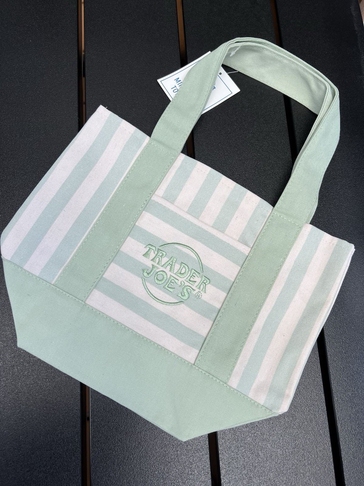 Trader Joe’s New Mini Pastel Stripe Canvas Tote Bag Limited Edition Set Of 4