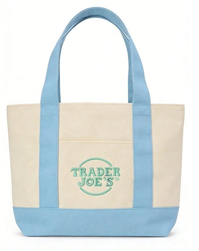 Trader Joe’s Mini Canvas Tote Bag Spring 2026 Blue New with Tag