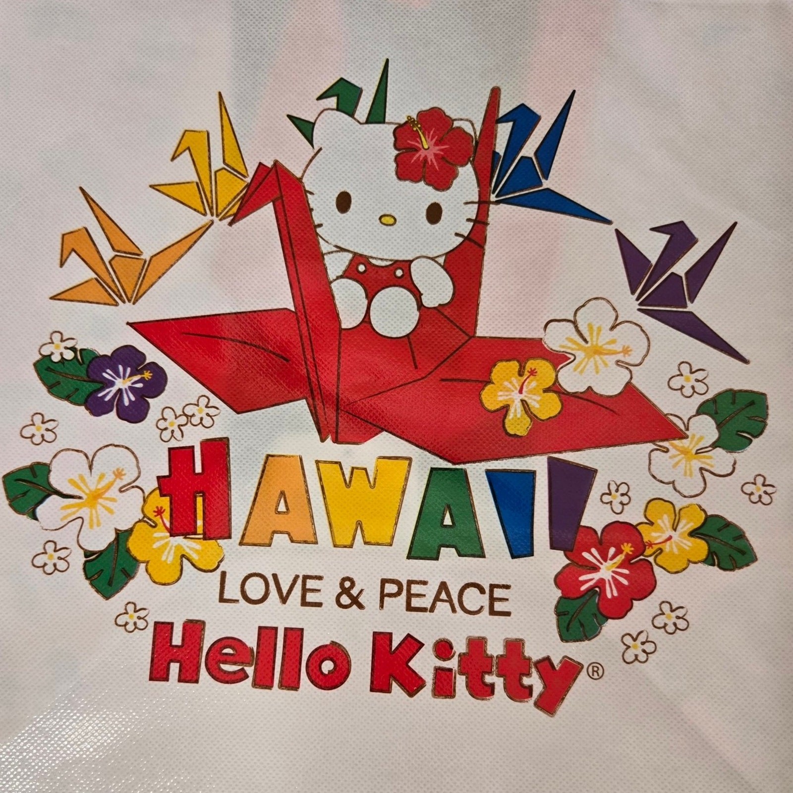 Hello Kitty Hawaii Love & Peace Pearl Harbor Museum Reusable Tote Bag Set of 2