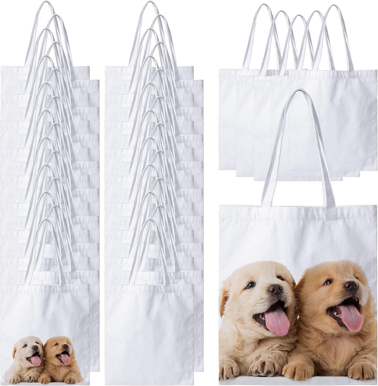 10 Pack Sublimation Tote Bags Blanks large 15 x 16 in W/ Long Handle Reusable