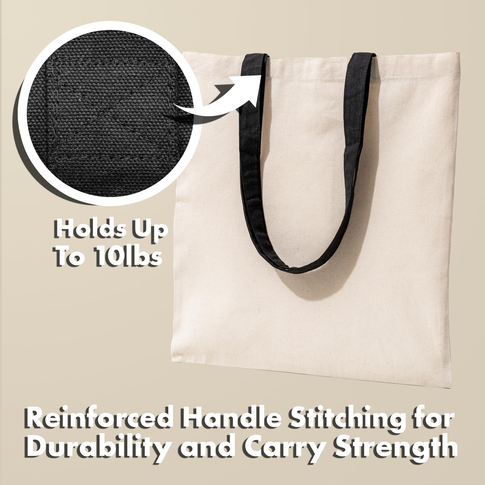 Carrywell (Not Made In China) Canvas Tote Bags 6-Pack, 15″x16″, Bulk Organic …