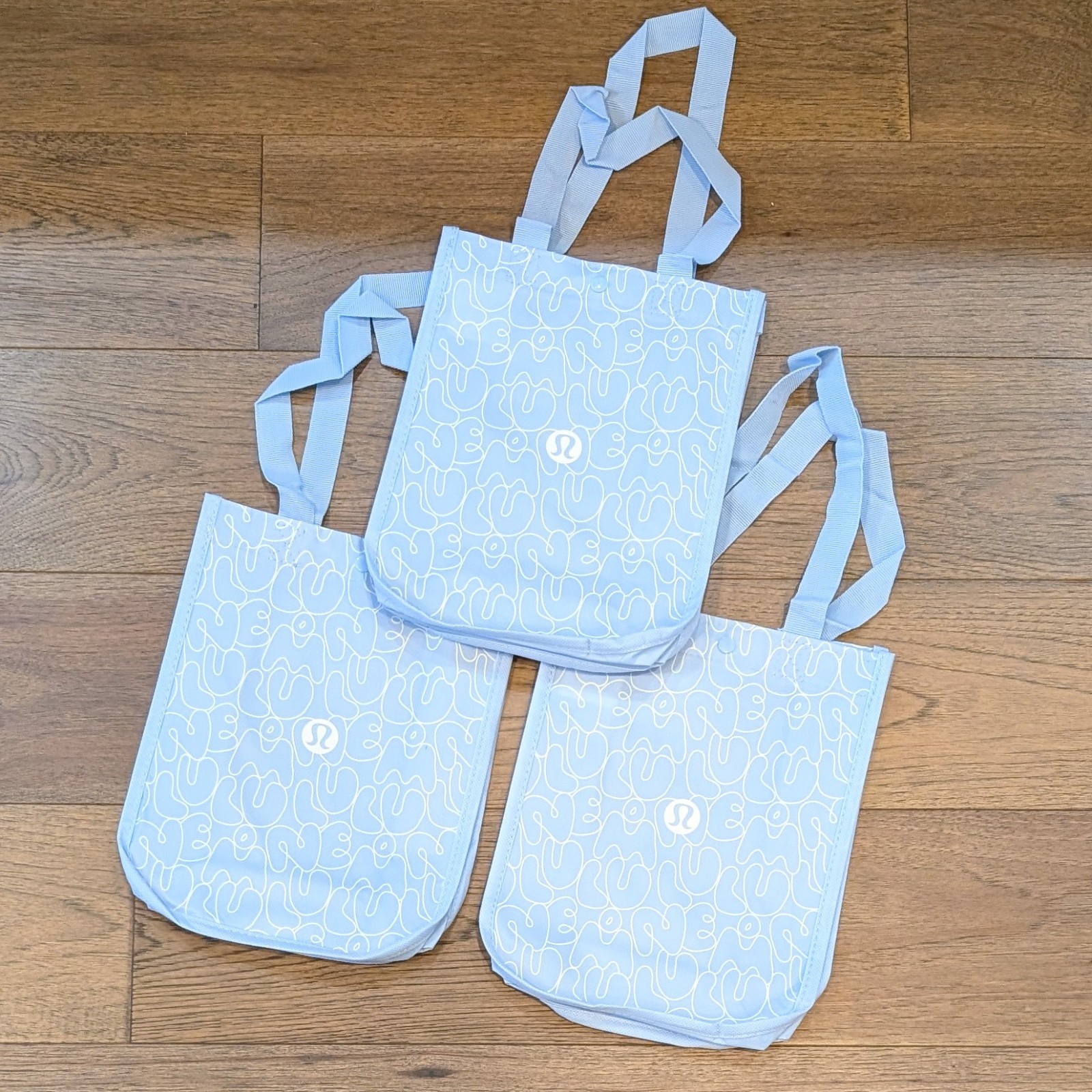 Lululemon Small Lot of 3 Reusable Shopping Totes Yoga Bags 🩵 Light Blue 🩵 NEW!