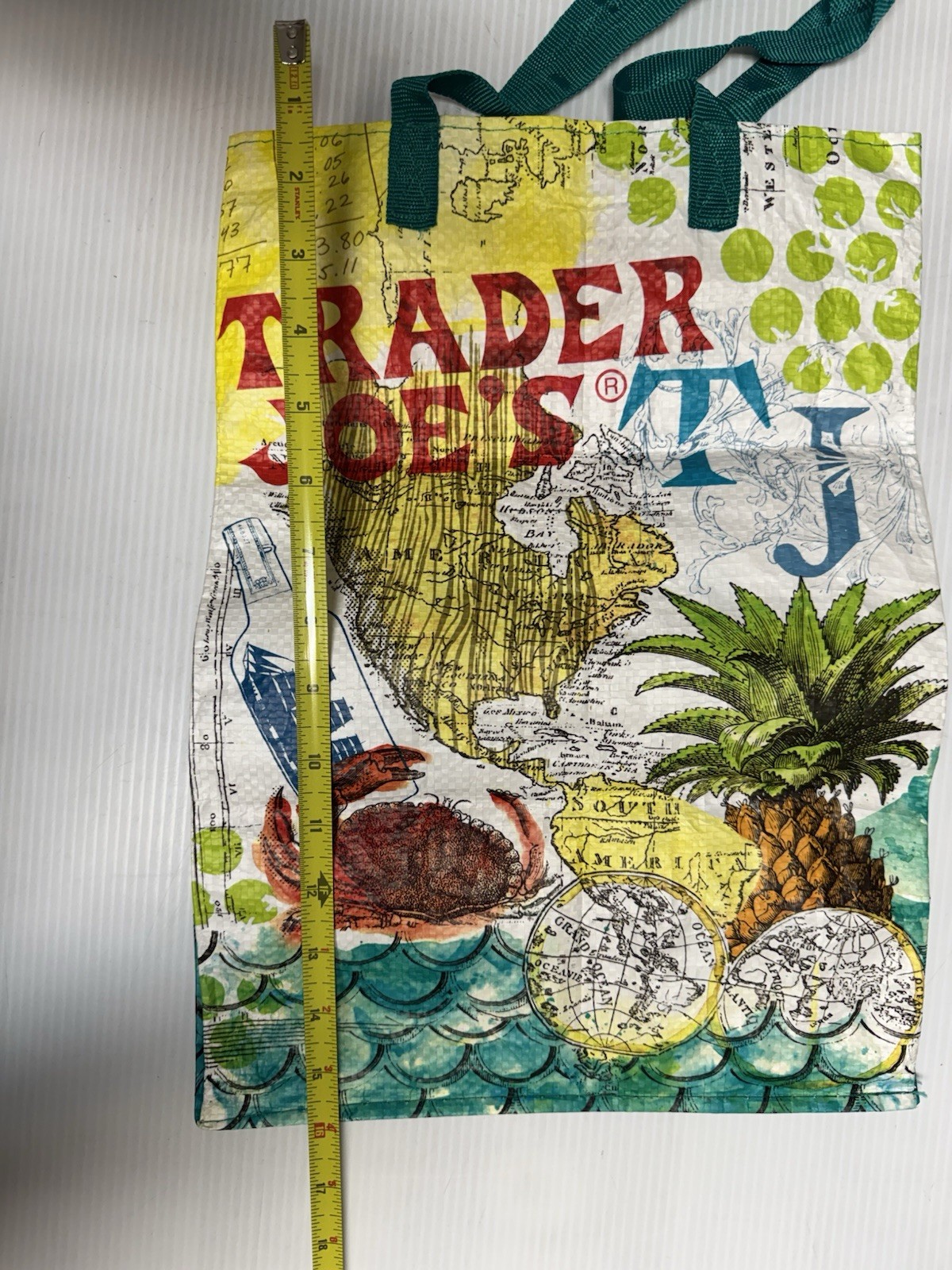 Trader Joe’s Reusable Shopping Bag Map Crab Pineapple Hotair Balloon Pirate Ship