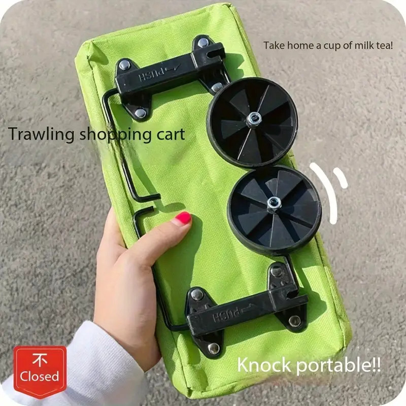 2 In1 Women Foldable Shopping Cart Bag Portable Shopping Trolley Bag With Wheels